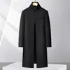 Abrigo de hombre transfronterizo 2026 otoño e invierno estilo largo hasta la rodilla con cuello alto, gabardina de lana de un solo pecho para hombres de negocios de mediana edad