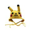 Sombrero de lana tejido a mano para niños de otoño e invierno, gorro de punto cálido para bebés, lindo de dibujos animados con orejeras, para niños y niñas