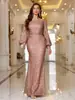 Novo Vestido Longo de Festa/Casamento com Lantejoulas e Mangas Bufantes Slim Europeu e Americano Cross-Border 2025