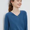 Suéter de lana de primera calidad para mujer, camisa base de lana 100%, cuello en V, suéter de cachemira suelto, top adelgazante para otoño e invierno.