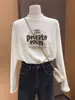 Camiseta de manga larga para mujer con cuello semi-alto de terciopelo alemán cepillado, moderna y versátil, camiseta base gruesa gris para invierno