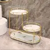 Jinghan Seleção Premium Lavatório de Luxo Leve Rack de Armazenamento de Cosméticos, Organizador de Bancada de Banheiro de Camada Dupla