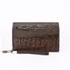 Bolsa de Mão Masculina 2026 Nova Bolsa Masculina Padrão Crocodilo Bolsa de Mão Zíper Duplo Carteira Texturizada Porta-Moedas Bolsa Masculina