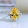 Anel Longlong Design Dourado Diamante de Alto Carbono Exagerado Grande e Médio Dedo Noivado Gota para Mulheres Prata s925 Influenciador da Internet Anel Europeu e Americano