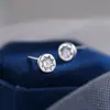 Brincos de Tarraxa Quadrados com Diamantes Brilhantes para Mulheres, Brincos de Prata Esterlina S925, Novo Estilo Popular, Luxo Leve, Nicho de Alto Padrão, Brincos Simples e Modernos