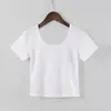 Camiseta Básica para Mujer Nuevo Hilo Algodón Ajustada Ceñida Corta Cuello Redondo Color Sólido Manga Larga Top Moda Estilo Coreano