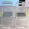 Silla plegable de acero inoxidable con respaldo, silla simple para dormitorio, puesto exterior de dormitorio universitario, taburete portátil para snacks nocturnos