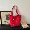 Nova Bolsa Tote Dupla Face Estilo Coreano Ins Estilo Preguiçoso com Bordado de Desenho Animado Fofo para Estudantes Universitários Usarem na Aula Bolsa de Ombro