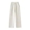 Calça Casual com Cintura Elástica e Cordão, Bolsos Laterais, Perna Reta Feminina, Emagrecimento e Fashion