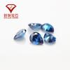 Anillo de zircón azul zafiro con forma de pera/lágrima al por mayor de fábrica, superficie de piedra desnuda, zirconia cúbica sintética, circonita cz con piedra