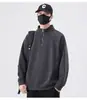 Moletom de Estoque de Fábrica Masculino Esportivo Gola Alta Marca Moderna Roupas Masculinas Solta Casual Meio Zíper Manga Longa Camiseta Masculina Preto