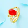 Anel de Abertura com Moeda Europeia de Ouro Imitação e Gema de Jade Malaio Microincrustada para Mulheres Anel de Calcitedônia Imitada Molho Vietnamita para Mulheres