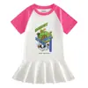 Verão 2026 Nova Roupa Infantil Desenho Animado Manga Curta Vestido para Meninas Desenho Animado Fino Transfronteiriço Estiloso Vestido Plissado para Bebês