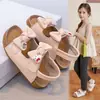Zapatos de Playa para Niños 2026 Verano Nuevo Estilo Lindos Dibujos Animados para Niñas Zapatos de Princesa Doble Moño Suela Suave Sandalias de Corcho