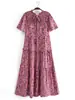 Vestido de Mujer Primavera 2024 Estilo Europeo y Americano Nuevo Rayón Estampado Pastel en Capas con Cordones 8704