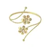 Pulseira de Braço de Metal Geométrica Mais Vendida Transfronteiriça com Personalidade Exagerada, Apresentando Designs de Borboleta, Flor, Folha e Pena, Pulseira de Braço Aberta