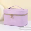Bolsa de Cosméticos Sencilla con Patrón de Cocodrilo para Mujer, Bolsa de Almacenamiento Grande de Alta Gama, Neceser Portátil Impermeable para Viajes