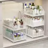 Organizador de Fregadero Extraíble Tocador de Baño Caja de Almacenamiento Debajo del Fregadero Múltiples Niveles Lavabo de Inodoro Cesta Desplegable Estante Escalonado