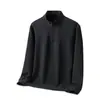 Sudadera para hombre de forro polar alemán de 300 g/m², media cremallera, cuello alto pequeño, casual, para otoño e invierno, versátil, moderna, a la moda, forro polar alemán de doble cara