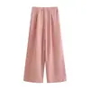 Calça pantalona feminina leve de linho, novo estilo de verão 2026, textura drapeada de alta qualidade, proteção solar, calça reta casual Yamamoto