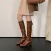 Botas Longas da Moda Estilo Britânico 2026 Outono/Inverno Novas para Mulheres, com Salto Bloco Quadrado, Afuniladas, 6cm