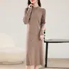 Nova Camisa Base de Tricô Jacquard Pequeno Disco Estilo Chinês Lã Pura Vestido Suéter Solto Outono e Inverno Novo