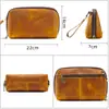 Bolso de Mano Retro de Cuero de Vaca Crazy Horse Transfronterizo para Hombre con Correa de Muñeca Piel Genuina Bolsa de Almacenamiento para Cables de Datos, Papelería Bluetooth