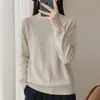 Cross2026 Otoño/Invierno Nuevo Suéter de Punto de Cuello Alto de Manga Larga para Mujer Color Sólido Perforación Caliente Cuentas de Uñas Suelto Camiseta Base