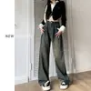 Jeans Wide Leg Feminino Outono e Inverno 2024 Novo Estilo Pequeno Preguiçoso Cintura Alta Retro Solto com Forro de Lã Calça Reta