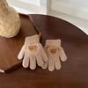 Guantes de invierno para niños, bonitos guantes de oso para bebés, guantes cálidos de cinco dedos para niñas coreanas, calcetines de invierno para dedos