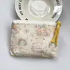 Bolsa Cosmética Linda Azul Caricatura Mini Billetera Algodón Puro Bolsa Pequeña de Tela Auriculares Lápiz Labial Bolsa de Almacenamiento Portátil