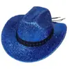 Chapéu de Cowboy com Glitter Transfronteiriço Chapéu de Cowboy com Glitter Rosa Boate Dança Carnaval Festa na Praia Topete com Glitter Dourado