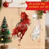 Novo Exquisito Cavalo Branco Acrílico Plano Espelho Retrovisor de Carro Pingente Decoração de Casa Mochila Chaveiro Ornamento