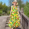Vestido de algodón y seda floral, estilo joven nuevo, estilo vacacional en la playa, vestido tipo tank sin mangas, vestido largo de temperamento bohemio