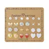 Pendientes de Combinación de Perlas Redondas de Imitación de Flor y Diamante, Varios Meses, Set de Pendientes, Europeos y Americanos de Venta Caliente Transfronteriza, 12 Pares