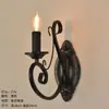Lámpara de pared de vela retro, lámpara de pared candelabro de hierro forjado estilo campo americano, lámpara de mesita de noche estilo europeo para dormitorio, iluminación de pasillo o recibidor, adecuada para crear un ambiente acogedor en una casa de huéspedes
