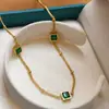 Collar Cadena Clavícula Blanco Esmeralda No se Desvanece Ns Diseño de Nicho Lujo Accesible Acero de Titanio 18K Collar para Mujer de Gama Alta