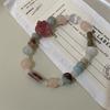 Pulseira de Pedra Shoushan Colorida em Formato de Coração para Meninas de Verão para Mulheres, Pulseira Doce de Alto Padrão, Versátil, Cor Macaron