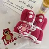 Conjunto de Toalha de Rosto e Toalha de Banho com Desenho de Urso Morango Gaoyang, Absorvente, Secagem Rápida, Não Solta Fiapos, Macio, Amigo da Pele para Uso Doméstico