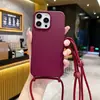 Funda para Teléfono Móvil Iphone16Pro con Apertura para Correa 13 con Anillo para Colgar Adecuada para Apple 14 Color Puro Agujeros Integrados para Colgar