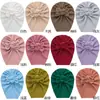 Gorro de punto liso para bebé transfronterizo con doble lazo, Gorro para bebé estilo indio, Gorro suave de algodón acanalado para bebé, Estilo Ins