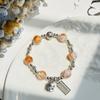 Pulsera Elegante de Lujo Ligero Colorida Piedra Natural China Étnica Loto Ruyi Estilo Nacional Pulsera Mejor Amiga Joyería