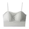 Novo Top Tubinho Feminino de Seda Gelada Lindo Costas Cruzadas com Bojo Menina Costas em U Respirável Confortável Versátil Base Anti-deslizamento