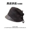 Sombrero de Pescador con Cordón de Retazos de Gamuza para Mujer, Sombrero de Cubo Vintage de Nicho con Estampado de Leopardo, Nuevo Estilo Otoño/Invierno, Único y Versátil