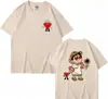 Camiseta de Manga Curta Shin-Chan para Mulheres, Primavera/Verão 2024, Corte Solto, Emagrecimento, Versátil, Camada Base, Nova Moda