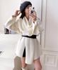 Cachecol Estilo Coreano Atmosfera Relaxada Gola Cachecol Elegante Estilo Preguiçoso Cardigã de Tricô Suéter de Alta Qualidade Feminino com Cinto