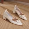Tacones Altos de Tacón Grueso con Hebilla Cuadrada Estilo Coreano para Mujer 2026 Otoño Nuevos Zapatos Planos de Punta Cuadrada Estilo Francés para Ir al Trabajo Zapatos Planos de Tacón Bajo de Piel Genuina