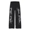 Calça de moletom estampada floral cruzada solta de perna larga para homens, vibe hip-hop moda de rua, calças de corte reto com design único