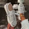 Sapatos de Strass 2025 Primavera Novo Exportação Transfronteiriça Tamanho Grande Europeu e Americano Sola Grossa Cravejado de Diamantes Sapatos Transfronteiriços