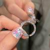 Anillo de circón con diamantes rotos y arcoíris para mujer, accesorio de dopamina, de lujo, ligero y elegante, con apertura para el dedo índice.